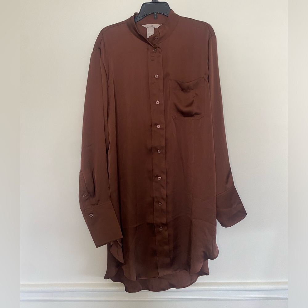 Never worn H&M silky chocolate dress